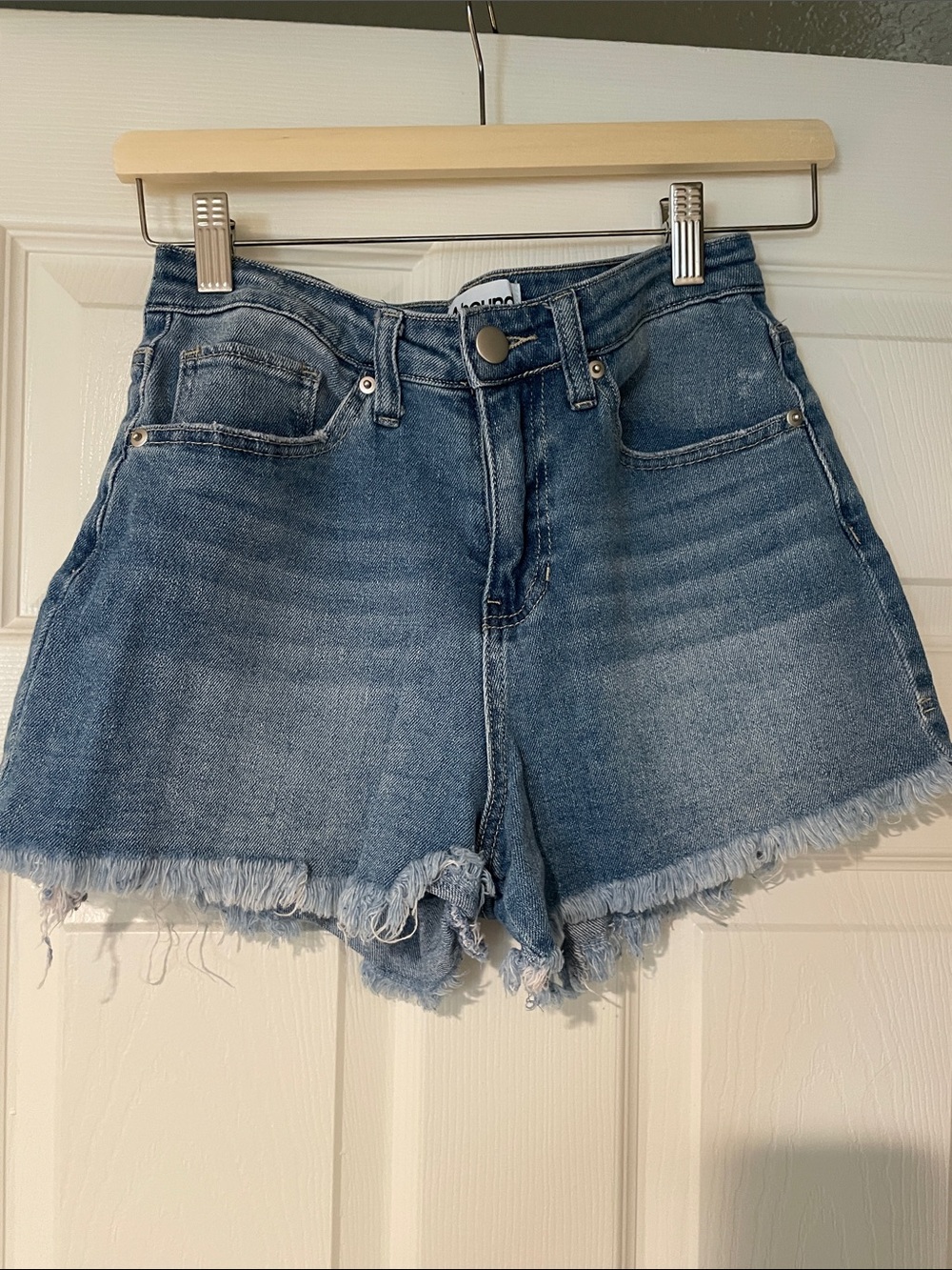 Abound Distressed High-Rise Denim Shorts - Blue